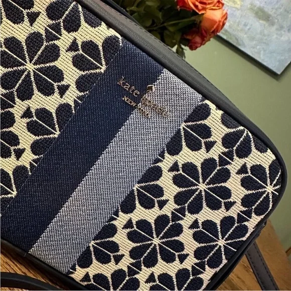 NWT! New! Kate Spade Spade Flower Jacquard Everything Mini Camera Bag Blue Multi - Picture 4 of 10